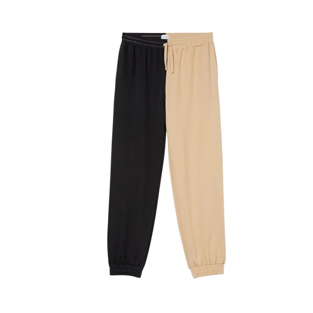 NWOT The Drop Liv Gorpcore Black Tan Colorblock Jogger Sweatpants Two Tone